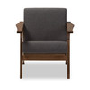 Baxton Studio Cayla Grey and "Walnut" Wood Living Room 1-Seater Lounge Chair 126-6885